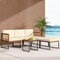 Costway 6 PCS Acacia Wood Patio Furniture Set Outdoor Sectional Conversation Sofa Set Beige
